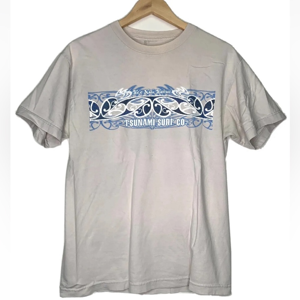 Vtg Tsunami Surf Co Hawaii T Shirt Men Medium M Beige Short Sleeve Tee He’e Nalu